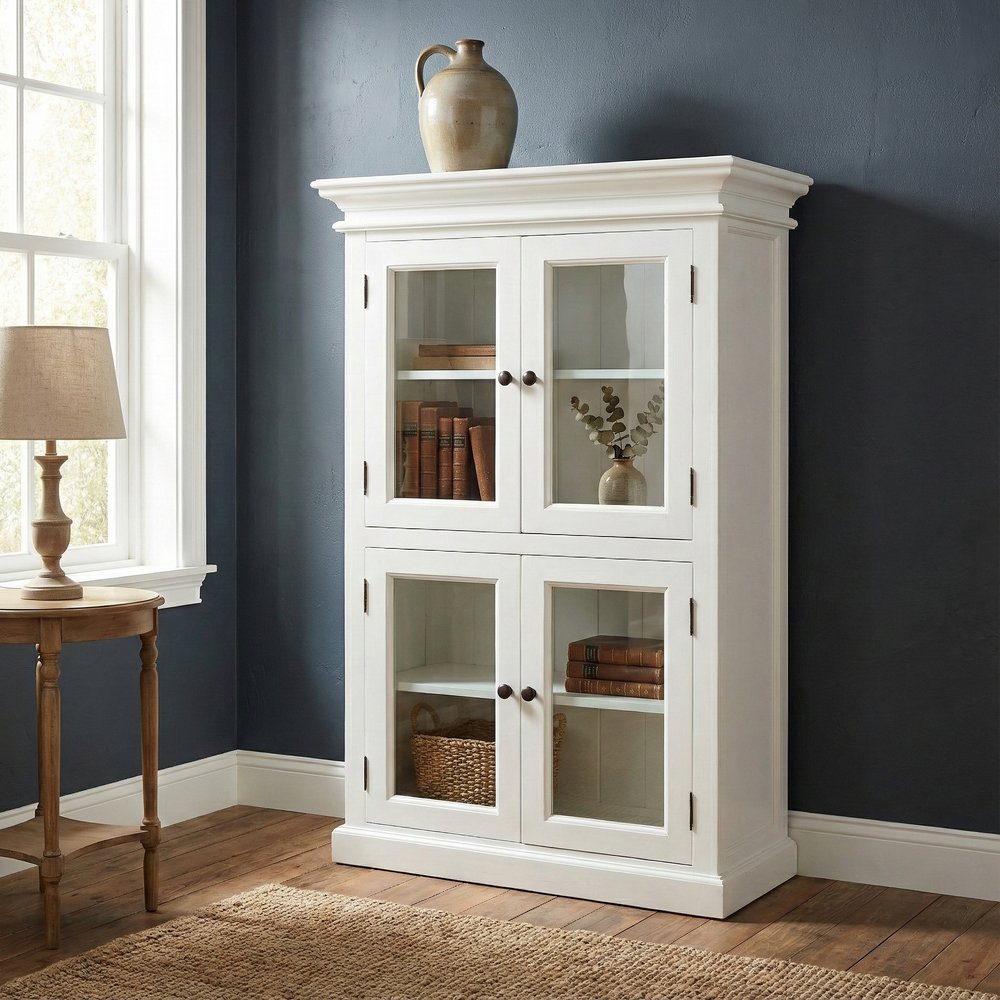 Classic White Two Level Storage Cabinet