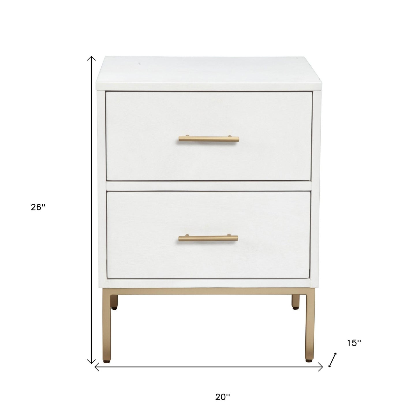26" Solid Wood and Wood Two Drawer Nightstand
