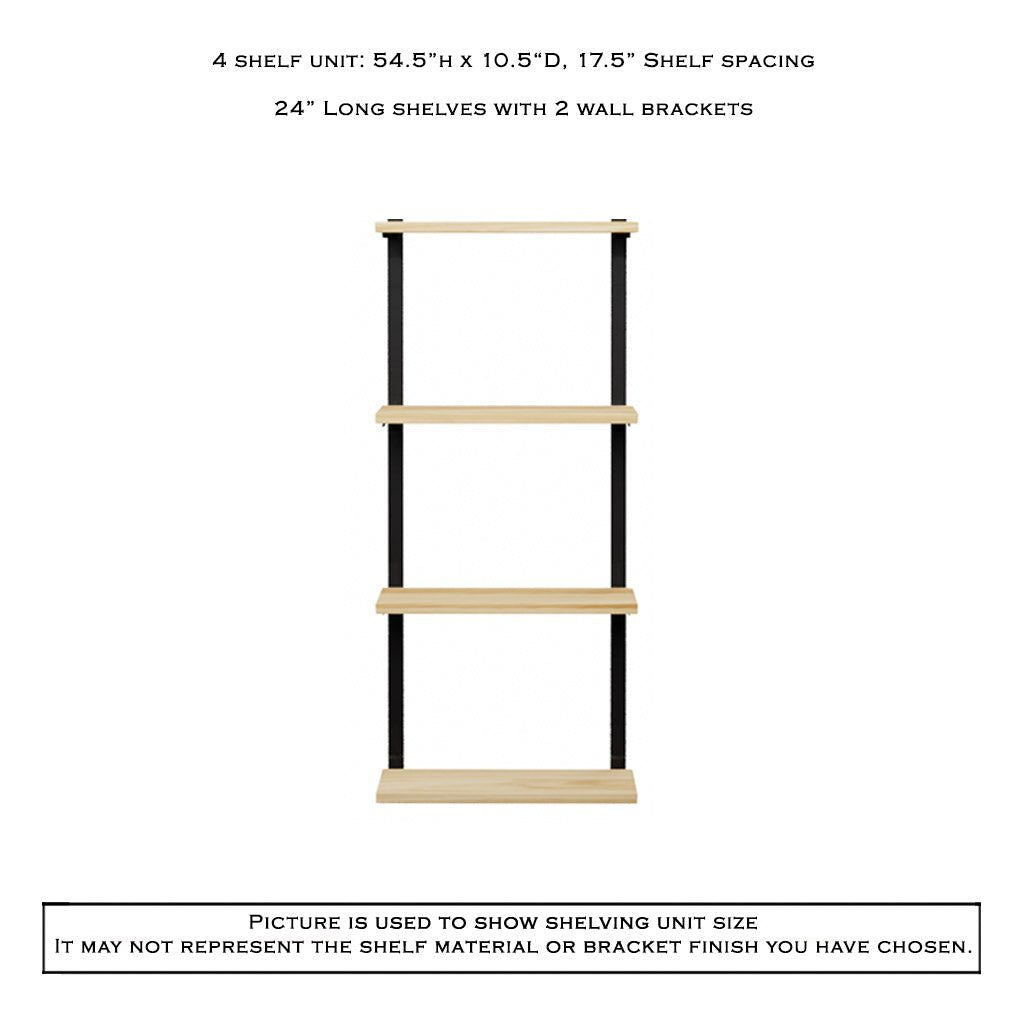 Wall Mount 4 Shelf Unit: 54.5" H