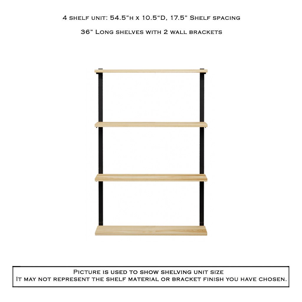 Wall Mount 4 Shelf Unit: 54.5" H