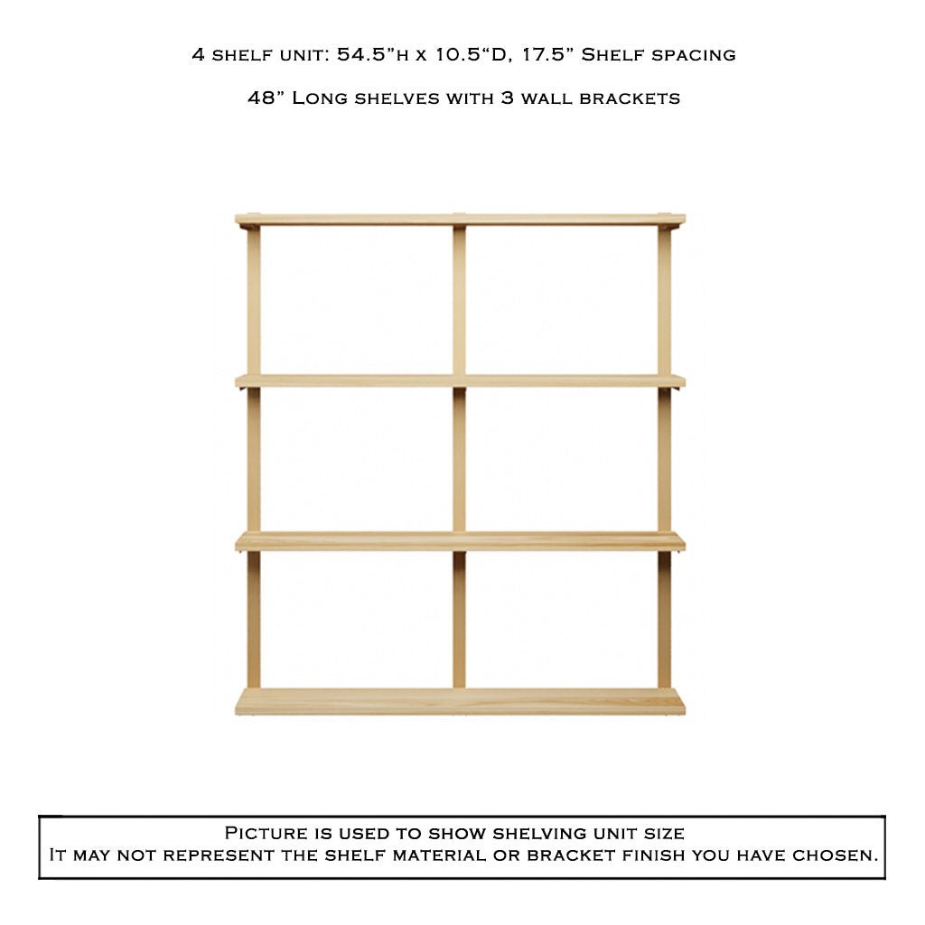 Wall Mount 4 Shelf Unit: 54.5" H