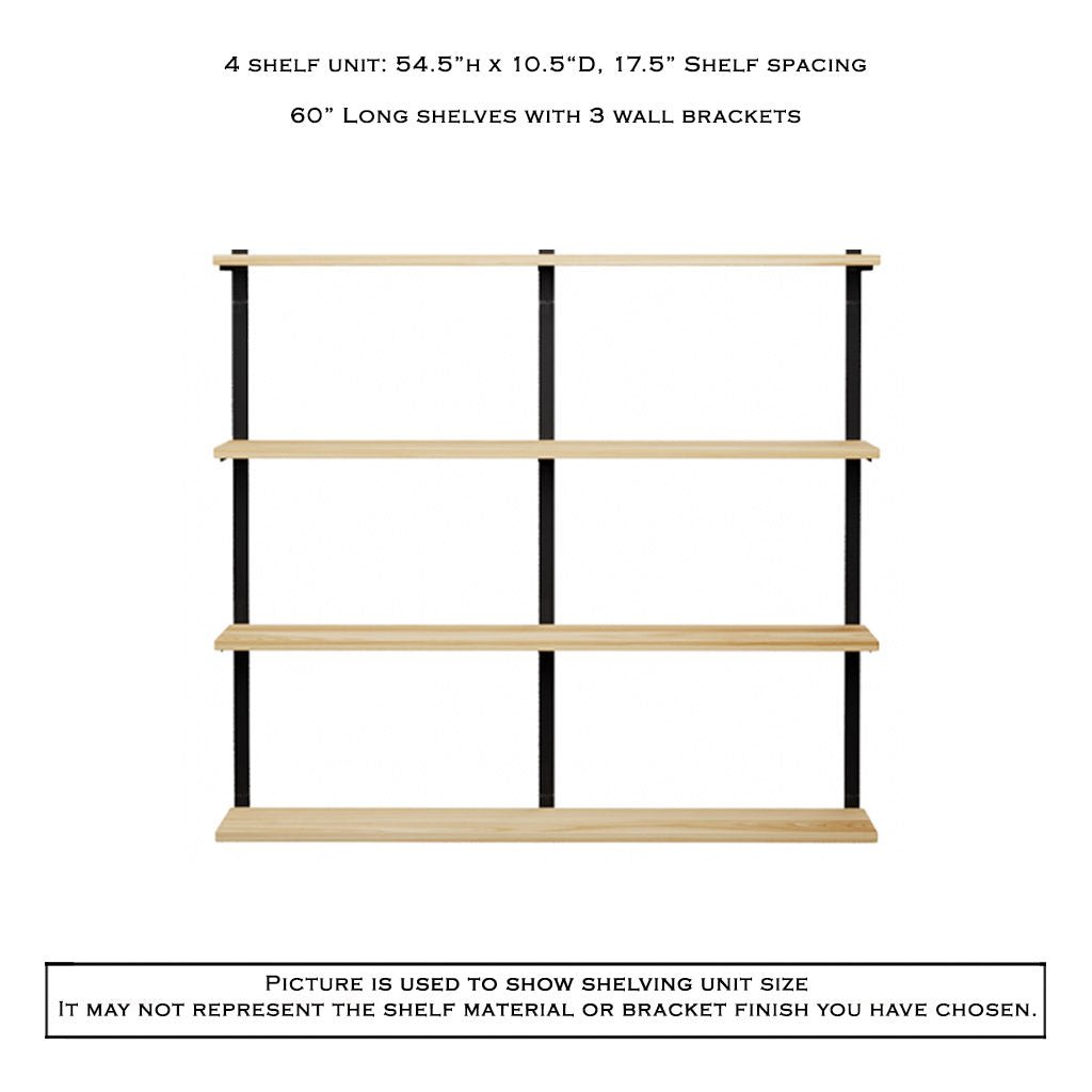 Wall Mount 4 Shelf Unit: 54.5" H