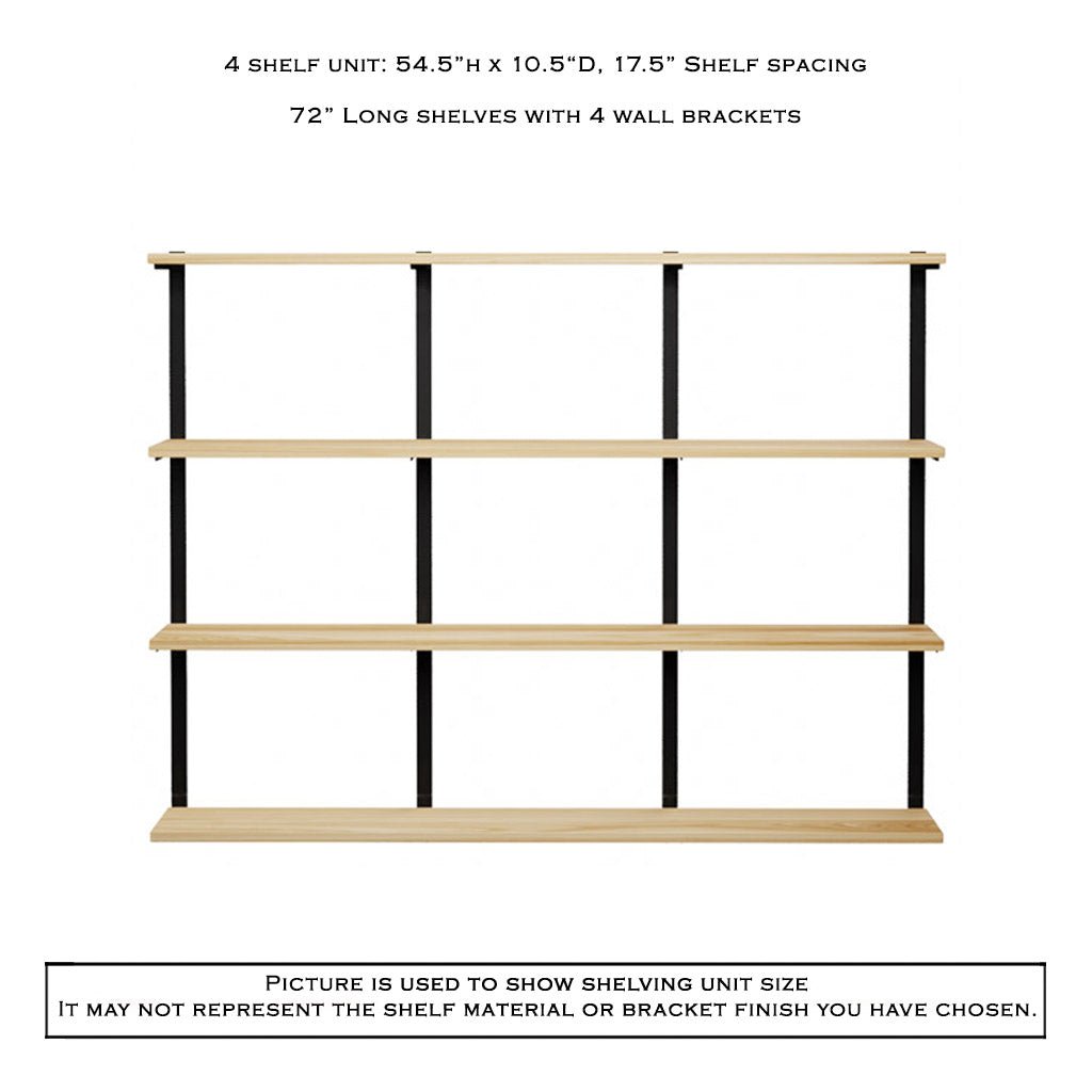 Wall Mount 4 Shelf Unit: 54.5" H