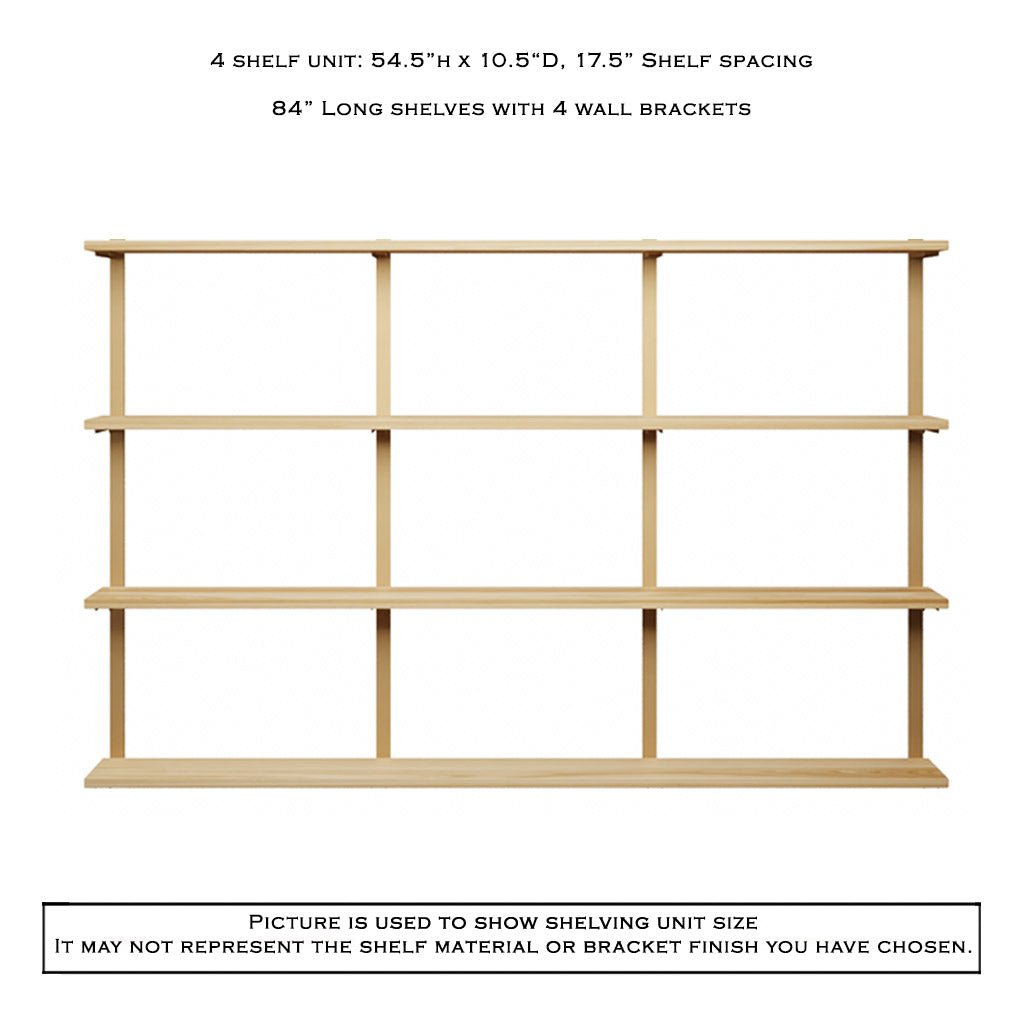 Wall Mount 4 Shelf Unit: 54.5" H