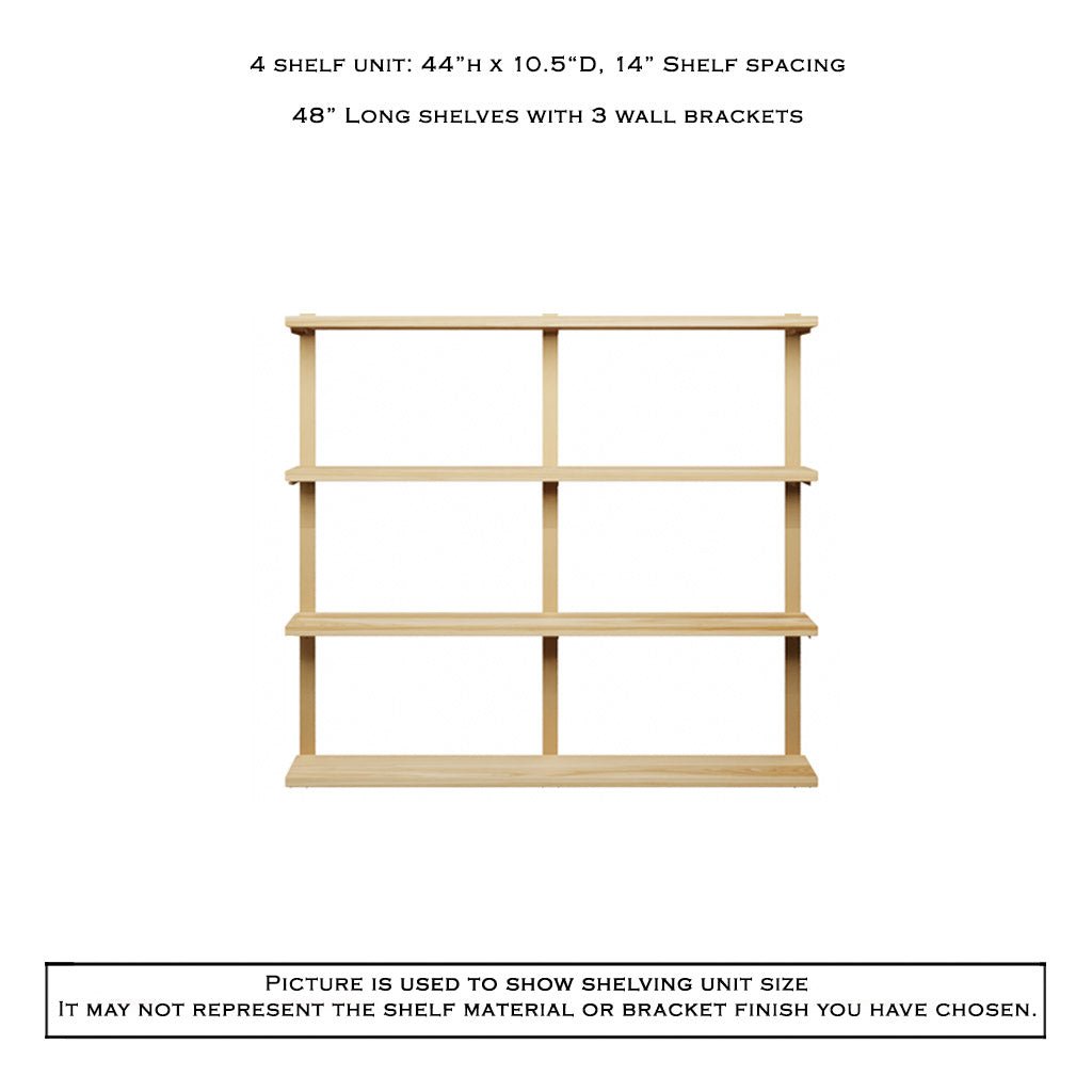 Wall Mount 4 Shelf Unit: 44" H