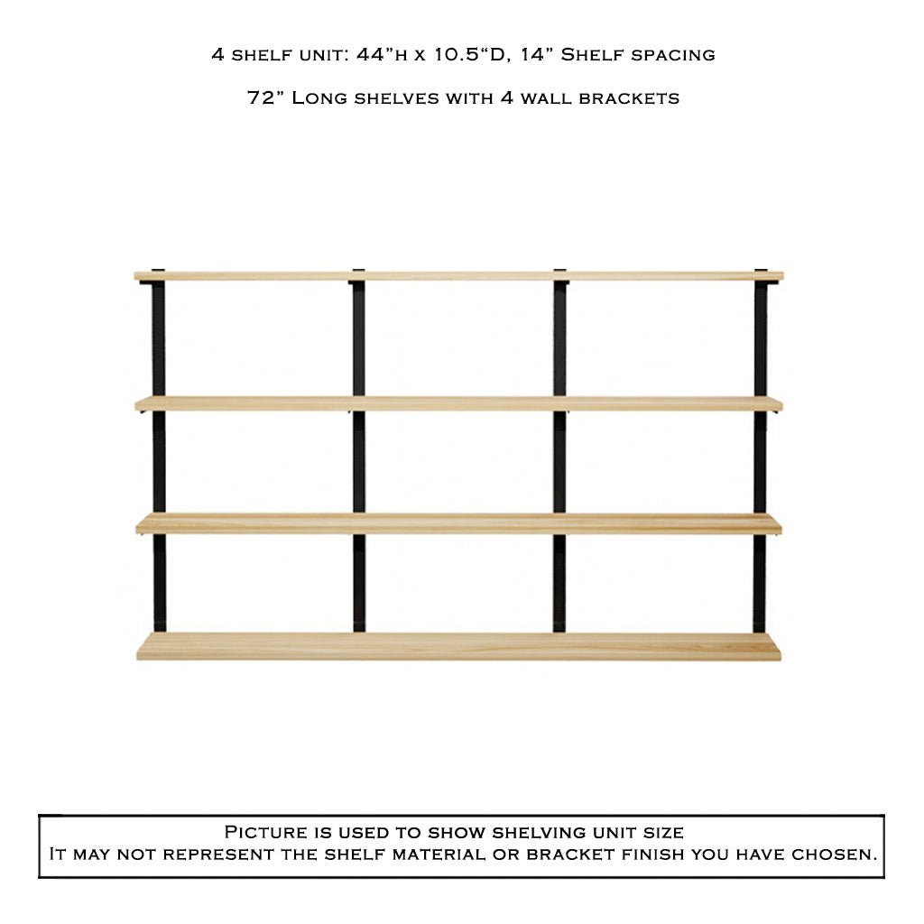 Wall Mount 4 Shelf Unit: 44" H
