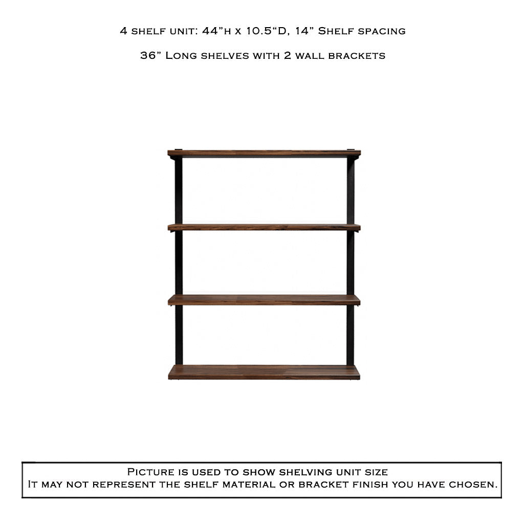 Wall Mount 4 Shelf Unit: 44" H