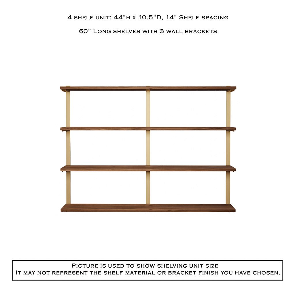 Wall Mount 4 Shelf Unit: 44" H