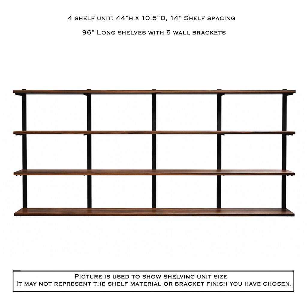 Wall Mount 4 Shelf Unit: 44" H
