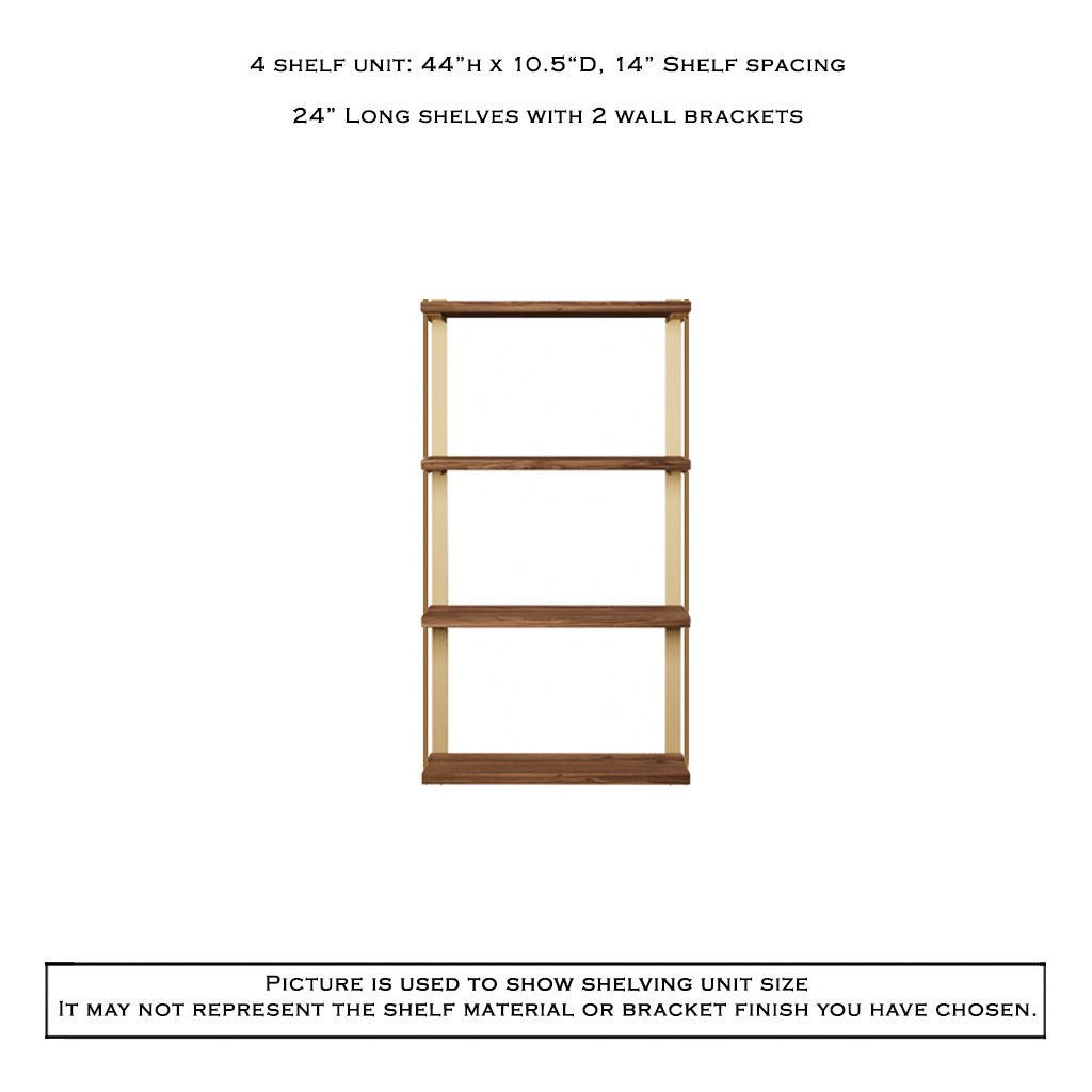 Wall Mount 4 Shelf Unit with Bookends: 44" H