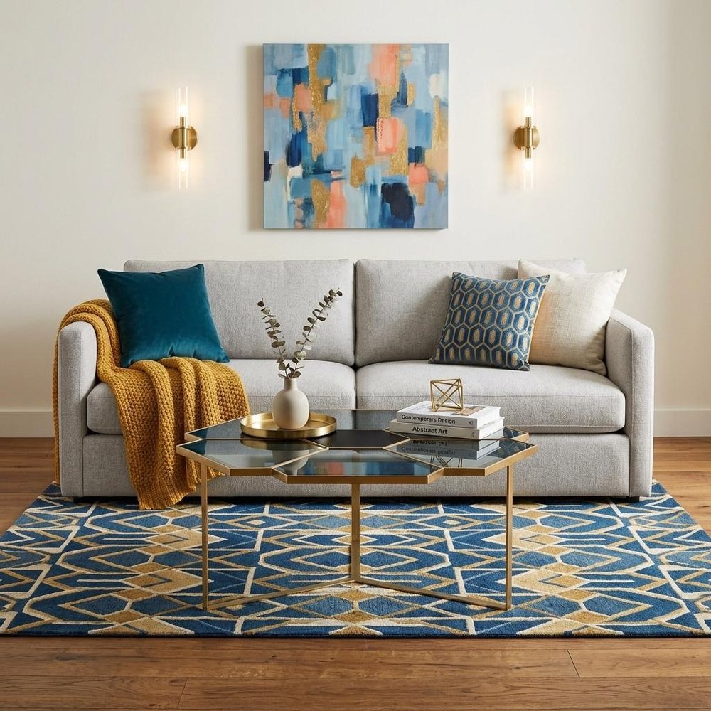 34" Black and Gold Glass and Iron Free Form Frame Coffee Table