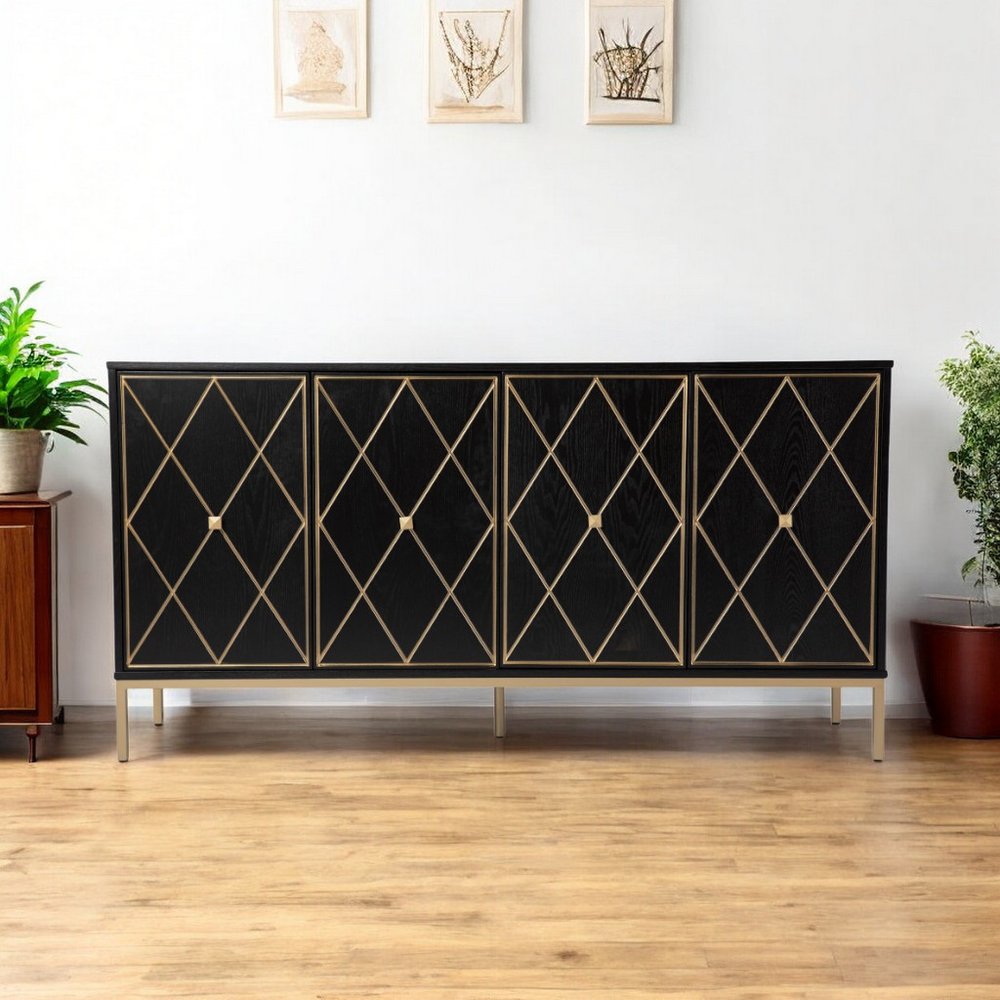 Black and Gold Harlequin Sideboard Storage Cabinet
