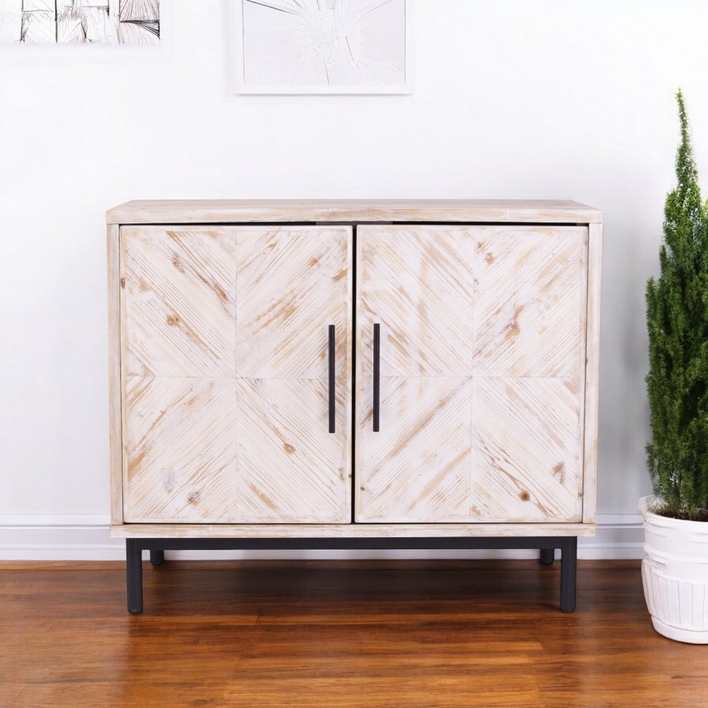 Modern Farmhouse Rustic Natural Accent Storage Cabinet
