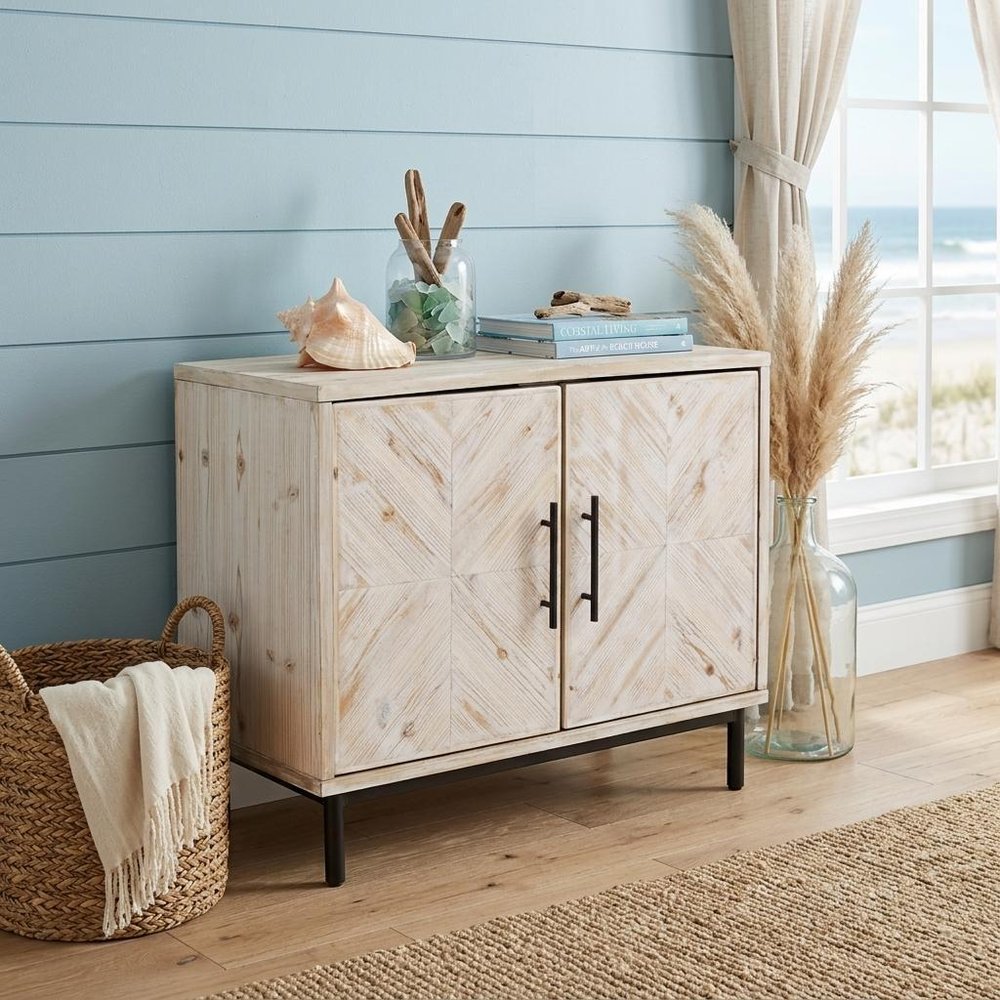 Modern Farmhouse Rustic Natural Accent Storage Cabinet