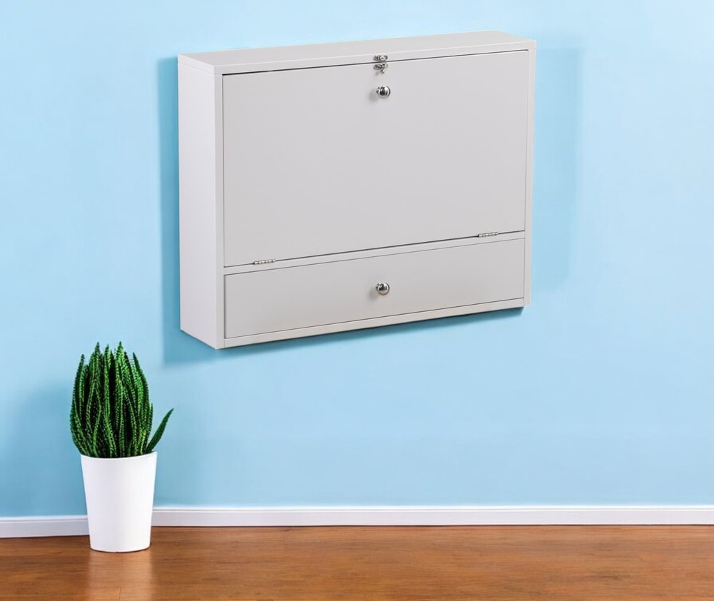 26" White Wall Mounted Floating Desk