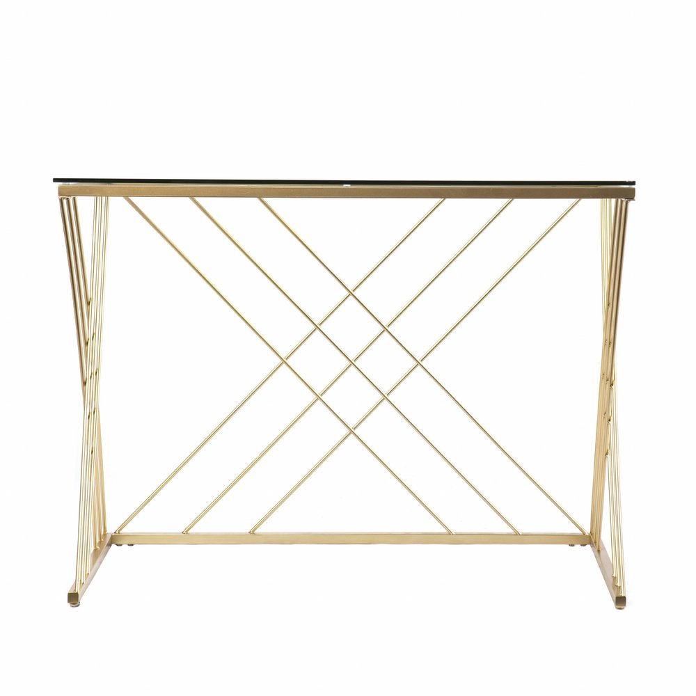 40" Clear and Gold Glass Writing Desk