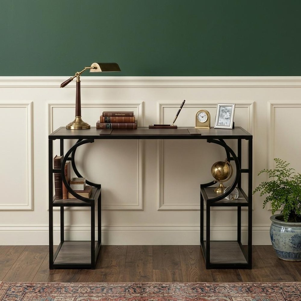 44" Gray and Black Wood Pedestal