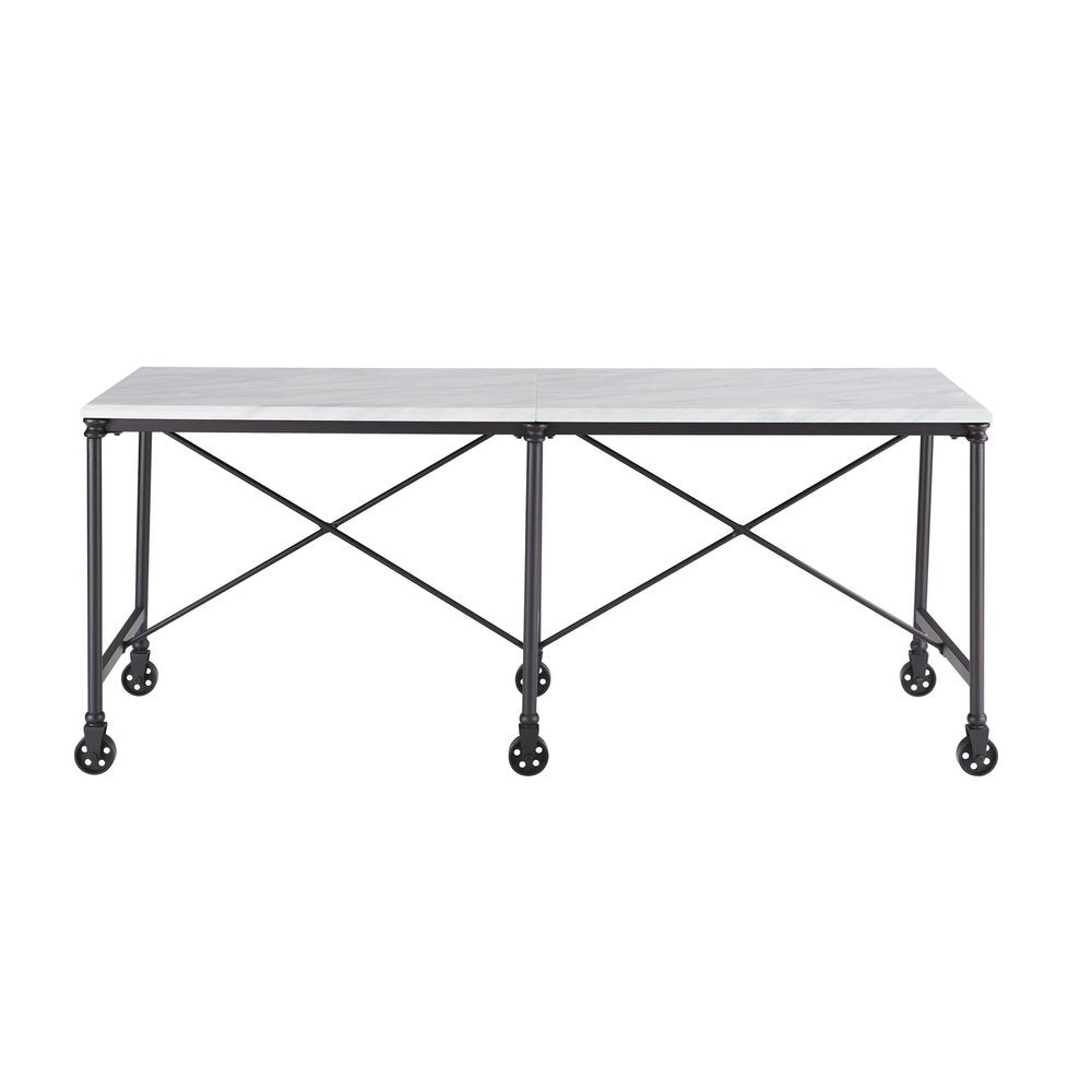 Black and White 70" Rolling Kitchen Island