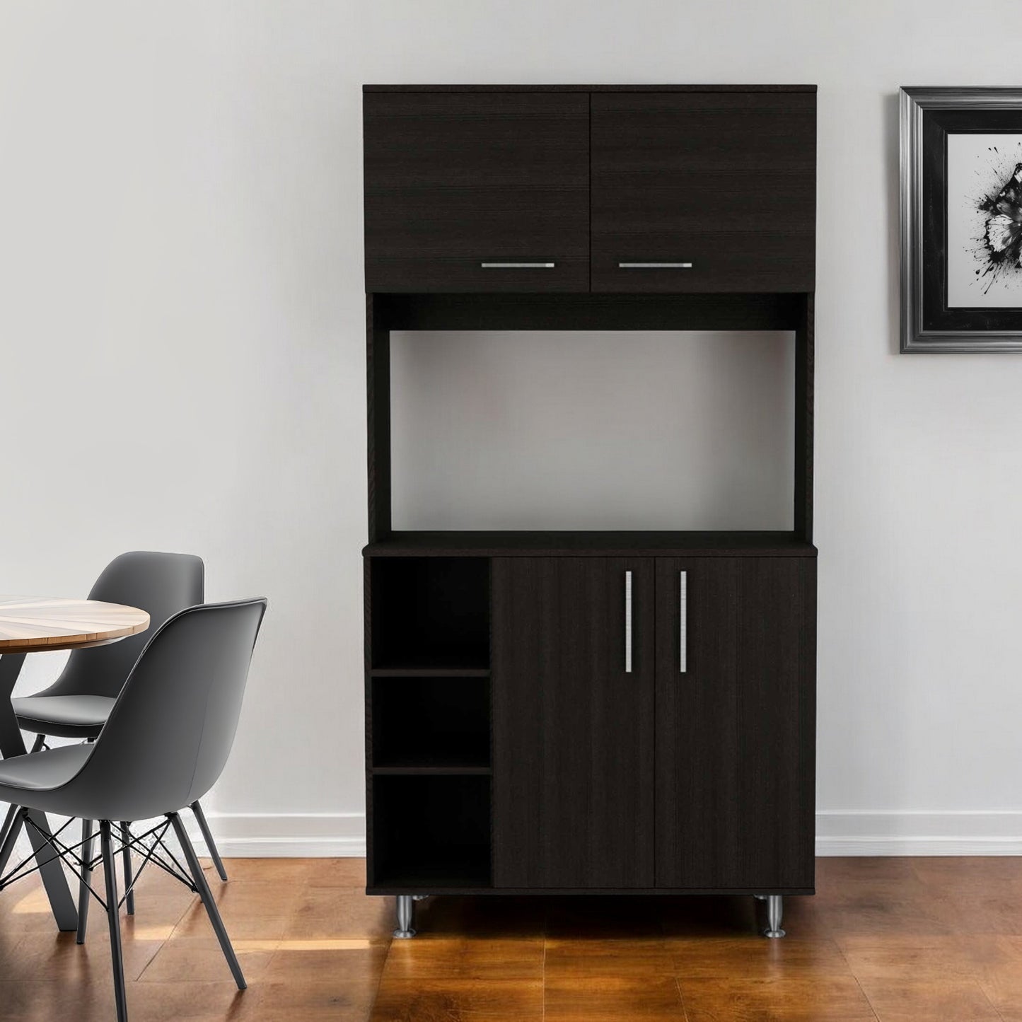 71" Black Wood Pantry Or Storage Closet