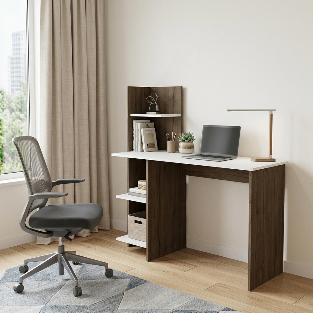 47" White and Brown Computer Desk