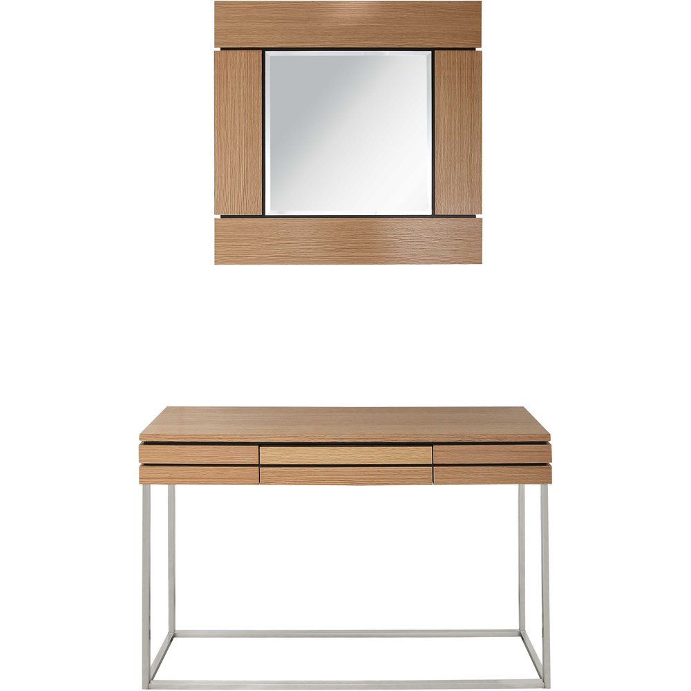 47" Brown and Silver Wood Frame Console Table With Drawer