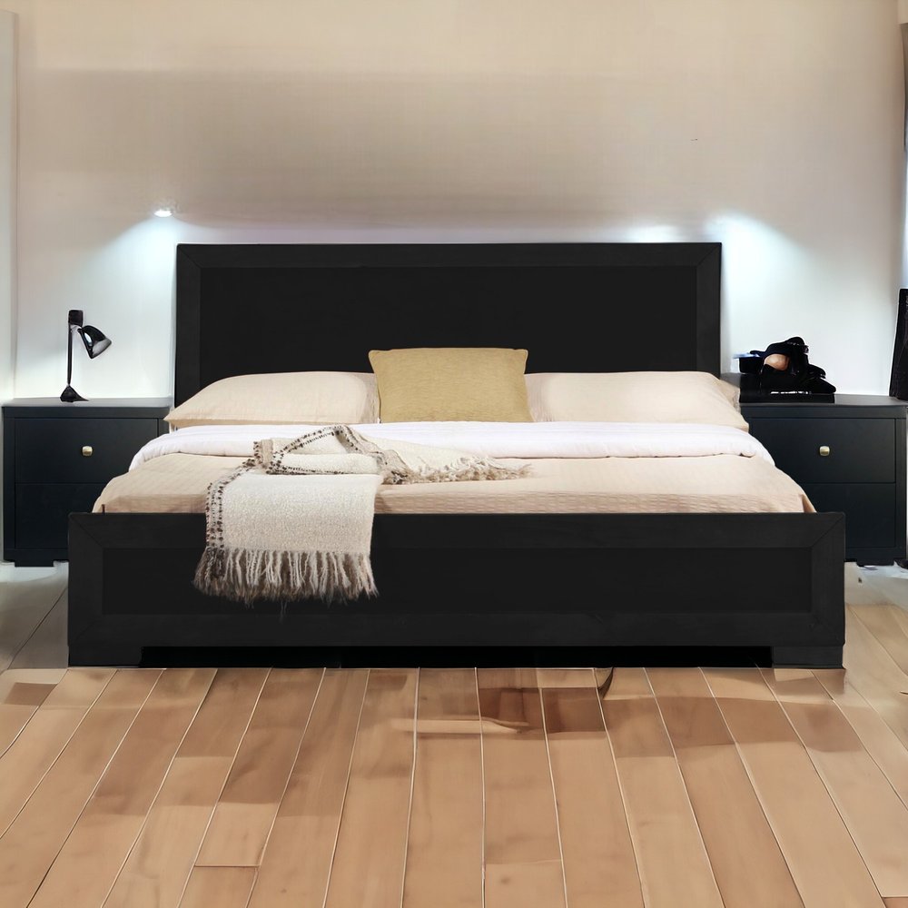 Moma Black Wood Platform Twin Bed With Nightstand