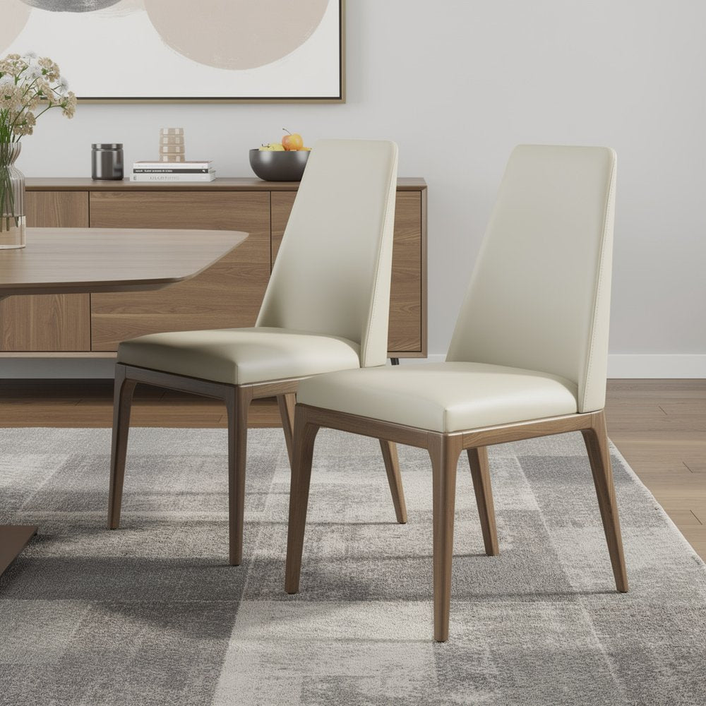 Set of Two Gray Walnut Dining Chairs