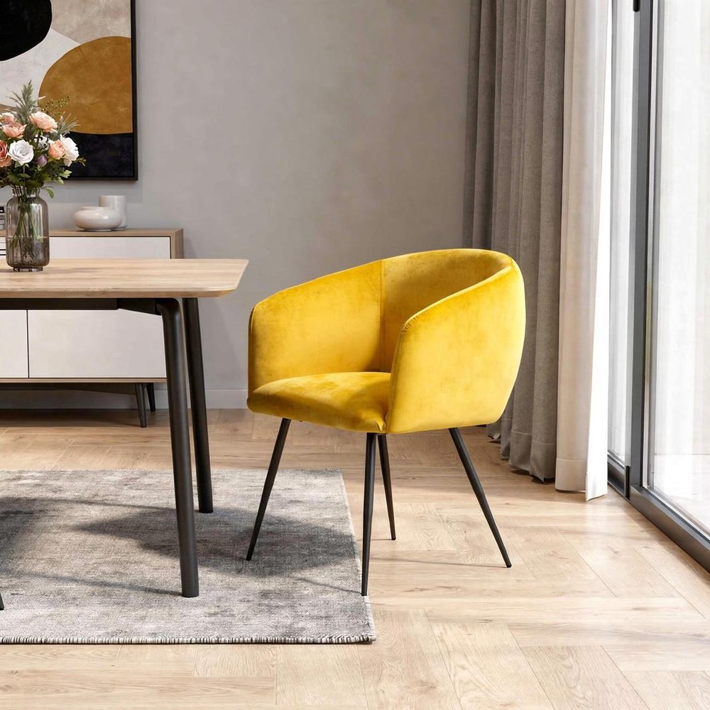 Yellow Velvet Modern Dining Chair