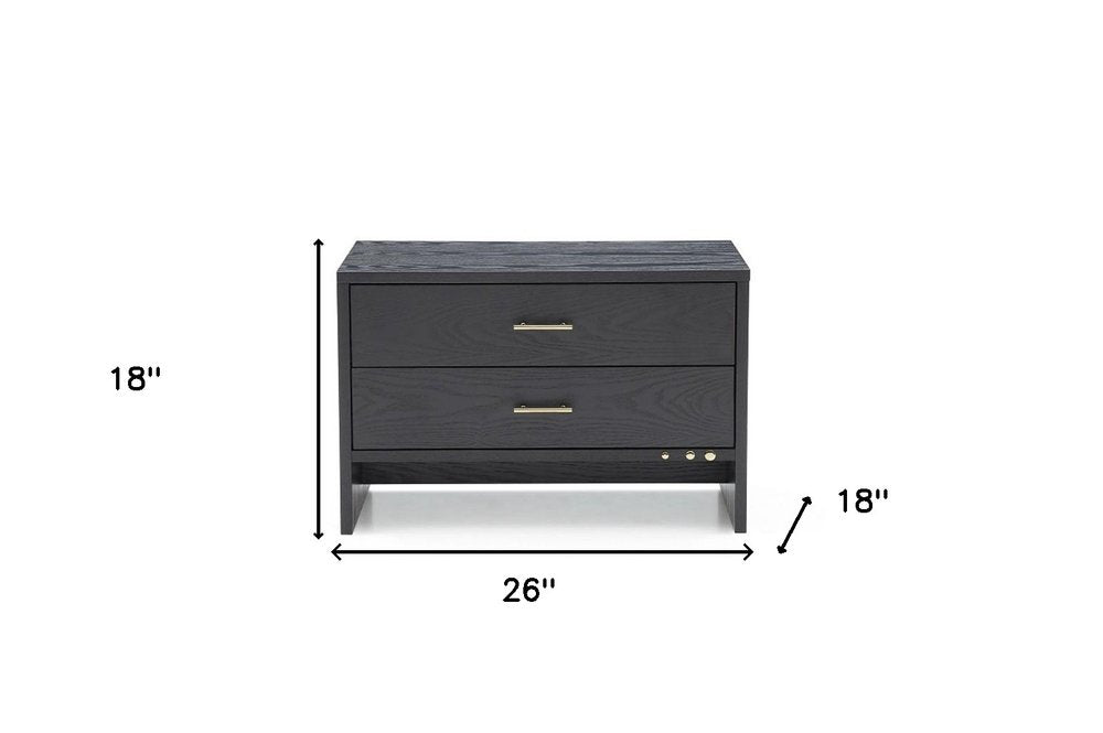 18" Wood Two Drawer Nightstand