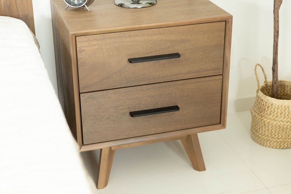 24" Solid Wood and Wood Two Drawer Nightstand
