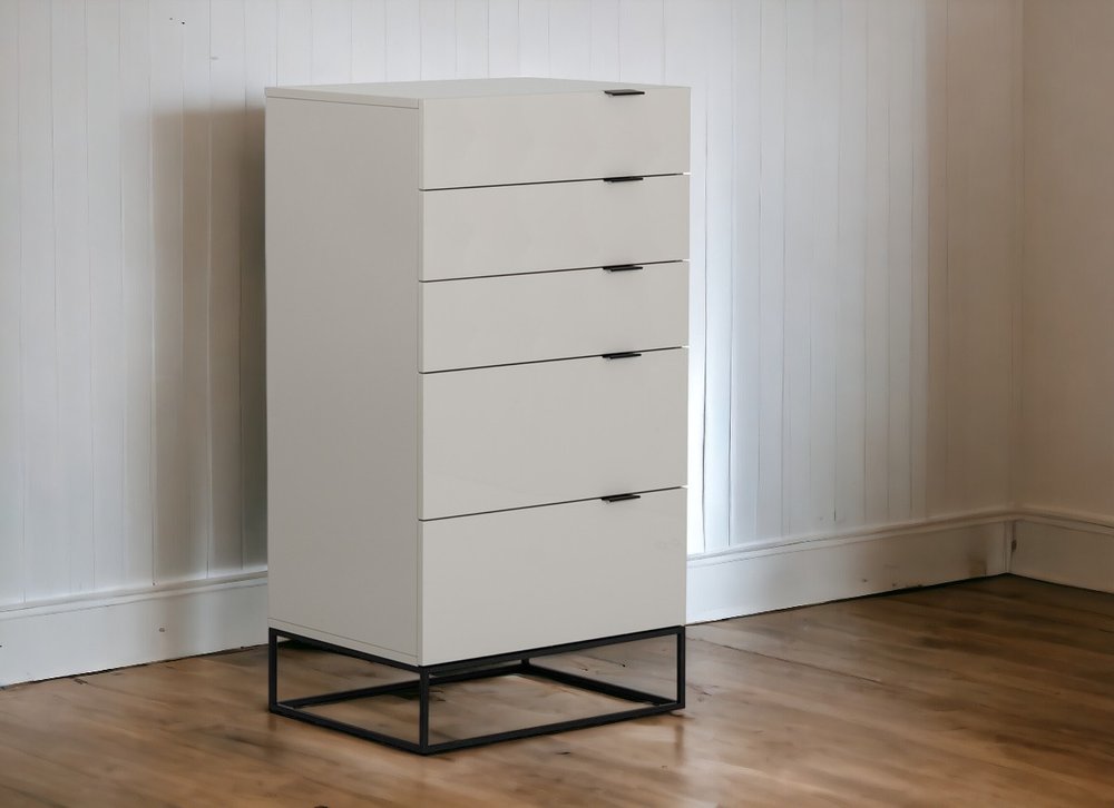 24" Gray Wood Five Drawer Dresser