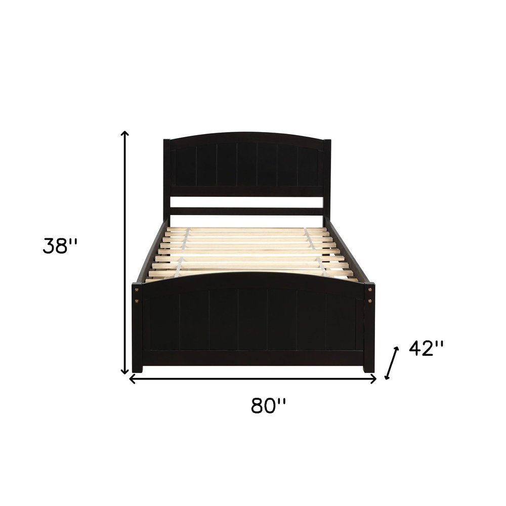 Espresso Wood Twin Bed Frame with Trundle