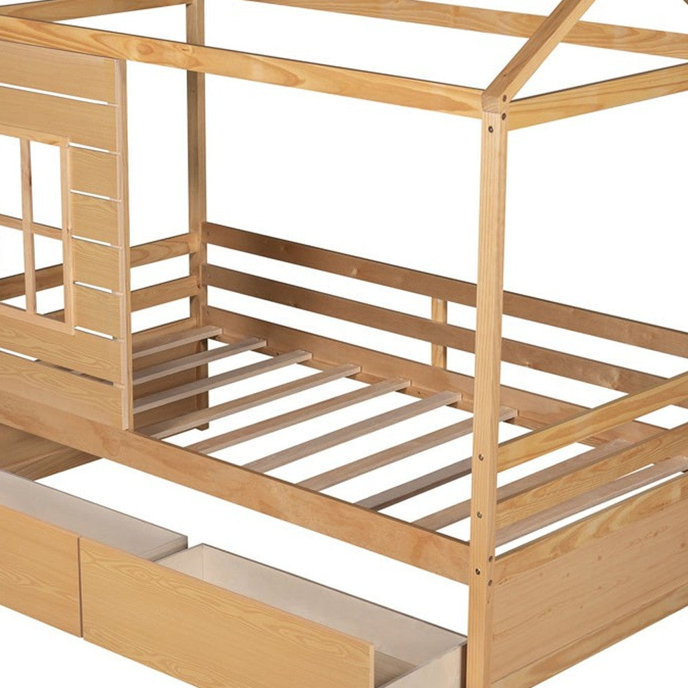 Natural Wood Twin Four Poster Bed Frame
