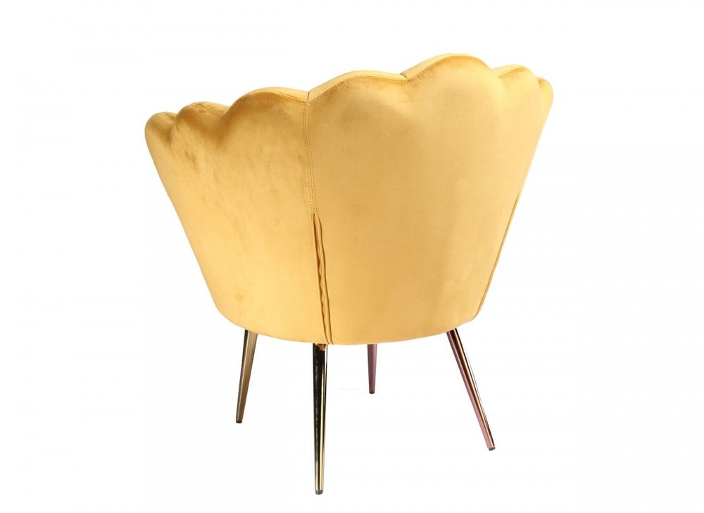 32" Gold Velvet Tufted Barrel Chair