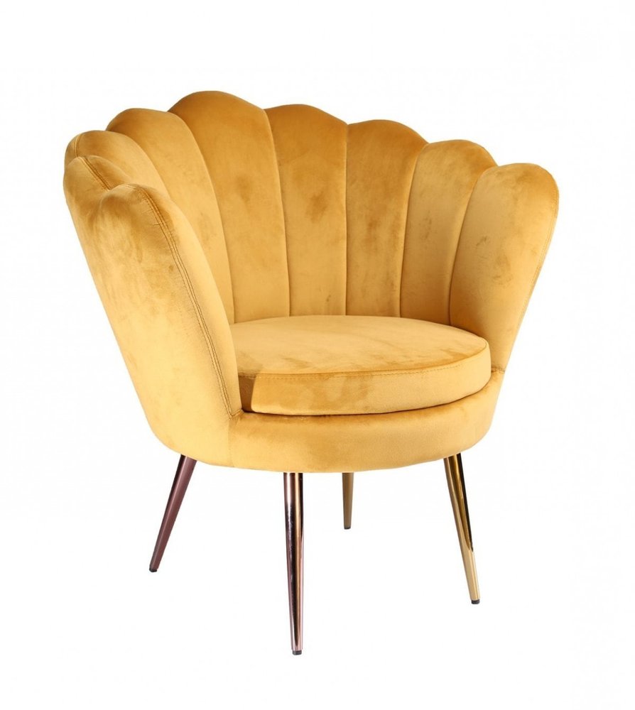 32" Gold Velvet Tufted Barrel Chair