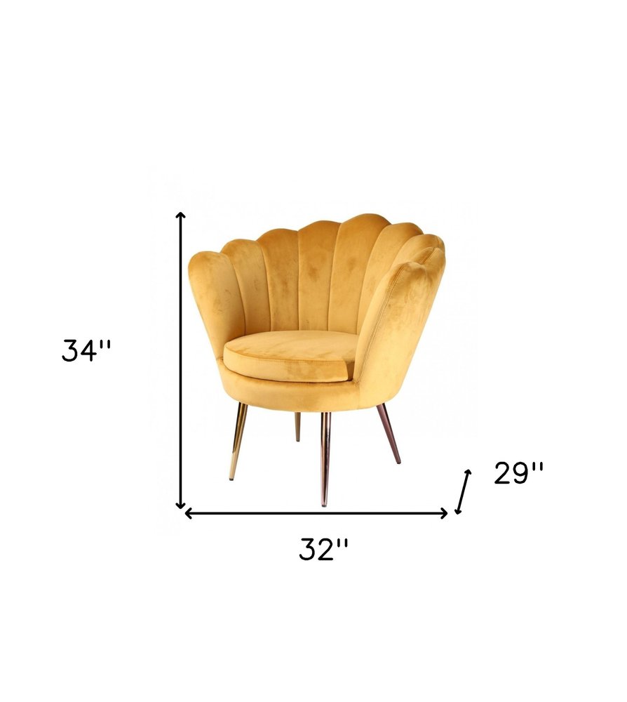 32" Gold Velvet Tufted Barrel Chair
