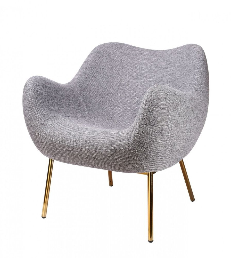 27" Gray And Gold Upholstered Wingback Chair