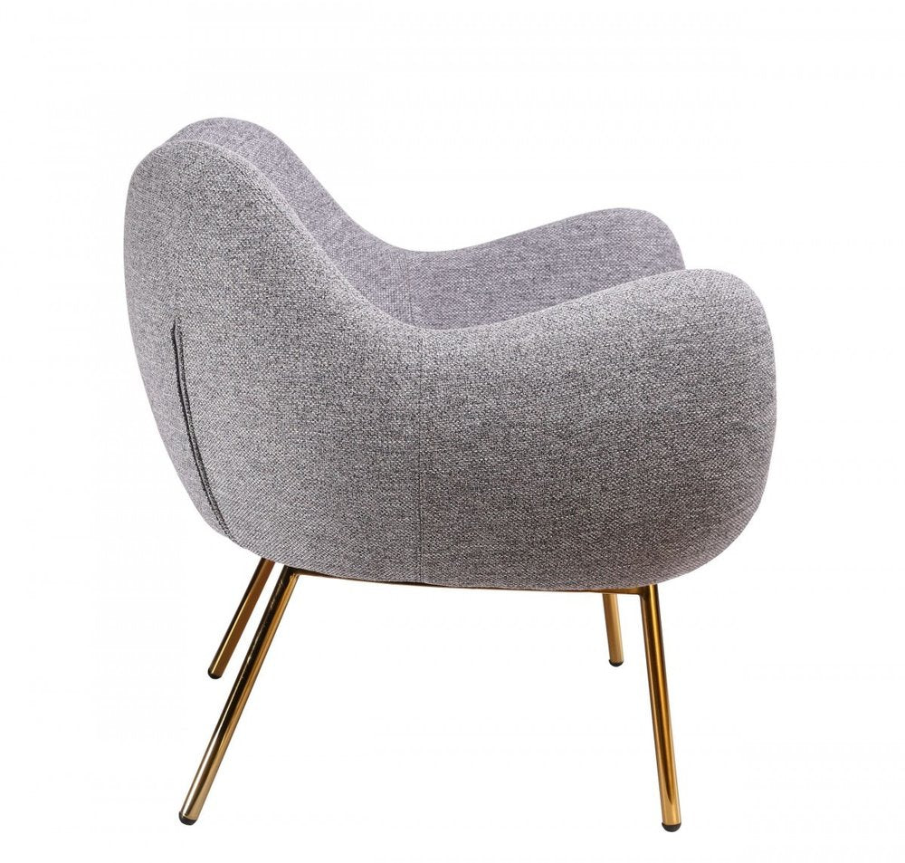 27" Gray And Gold Upholstered Wingback Chair