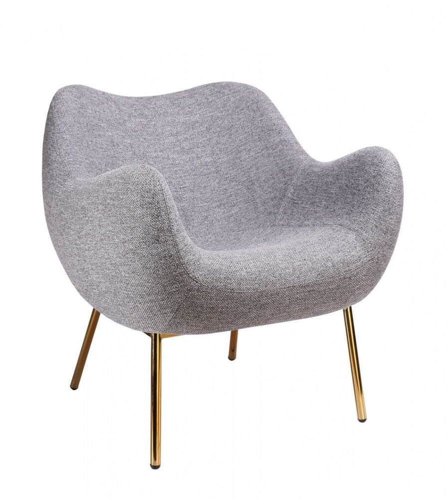 27" Gray And Gold Upholstered Wingback Chair
