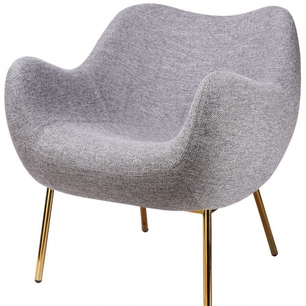 27" Gray And Gold Upholstered Wingback Chair