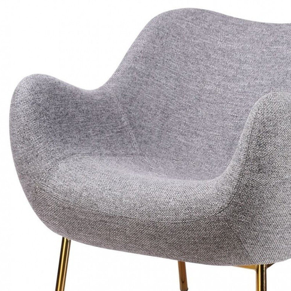 27" Gray And Gold Upholstered Wingback Chair