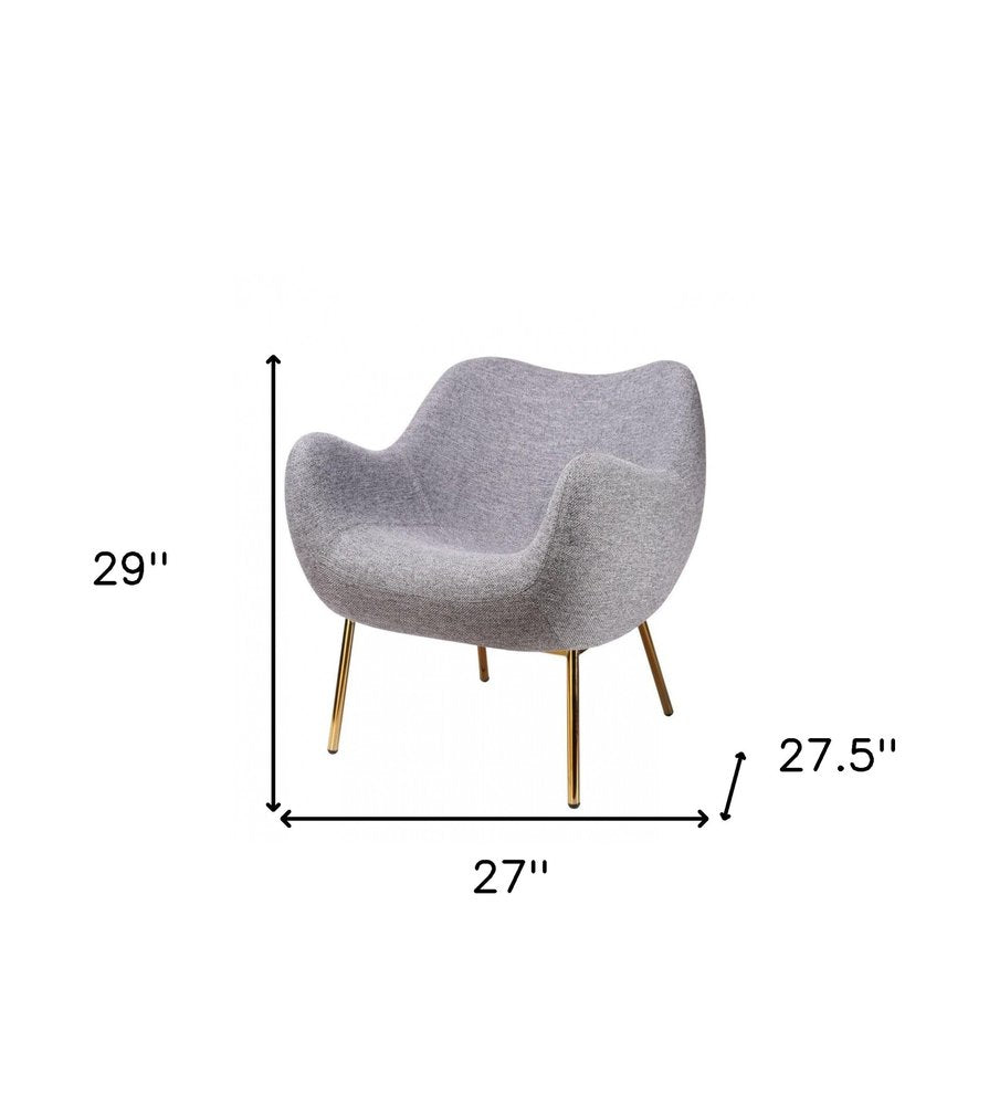 27" Gray And Gold Upholstered Wingback Chair