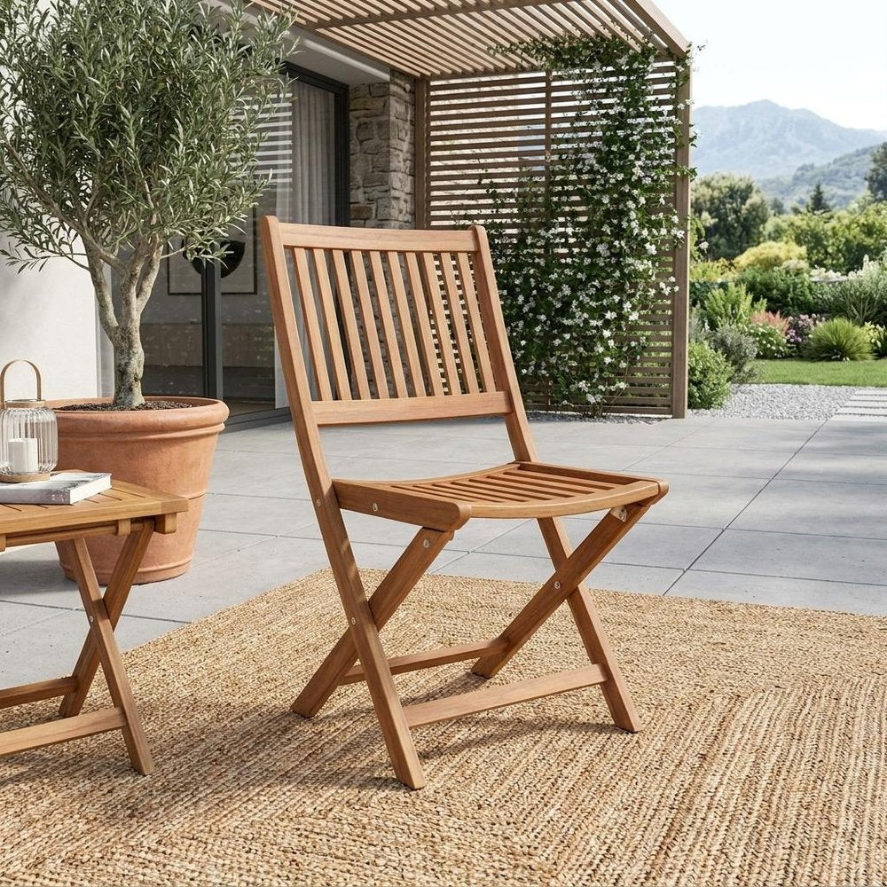 24" Brown Solid Wood Indoor Outdoor Deck Chair