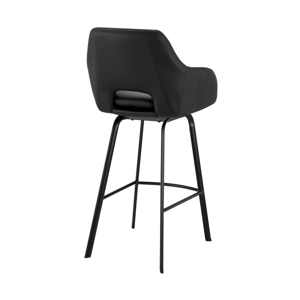 26" Black Fabric and Iron Low Back Counter Height Swivel Bar Chair