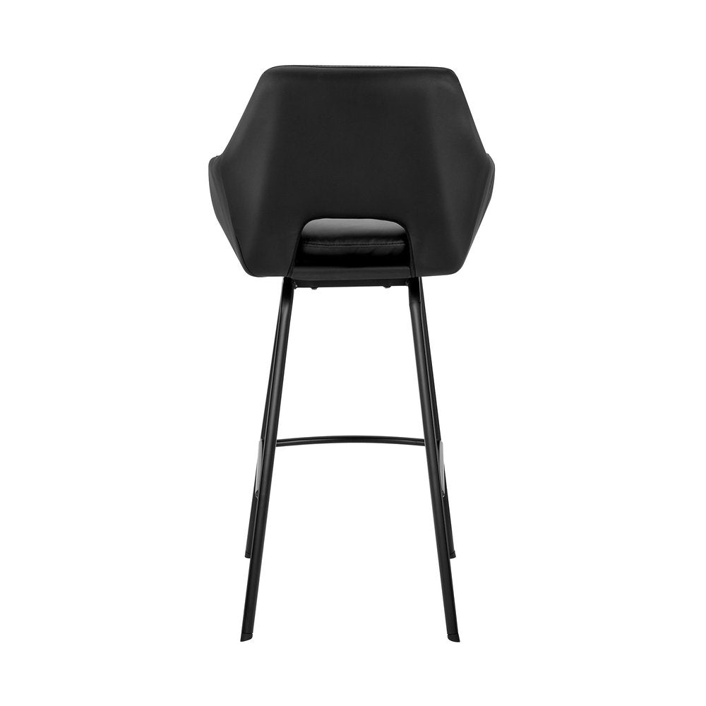 26" Black Fabric and Iron Low Back Counter Height Swivel Bar Chair