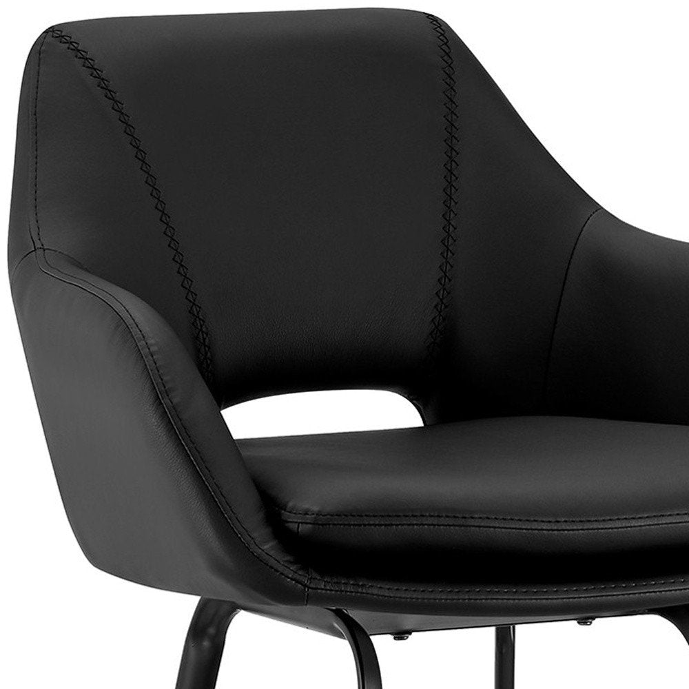 26" Black Fabric and Iron Low Back Counter Height Swivel Bar Chair