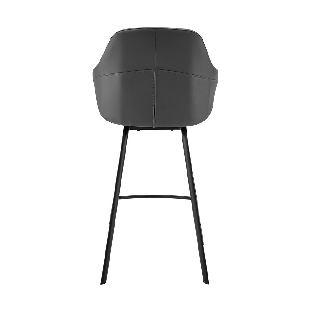 26" Gray and Black Fabric and Iron Low Back Counter Height Swivel Bar Chair