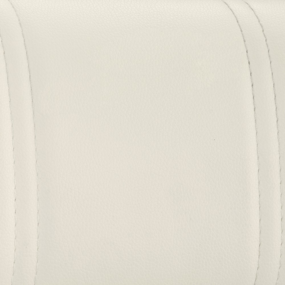 25" White And Silver Faux Leather And Iron Swivel Low Back Adjustable Height Bar Chair