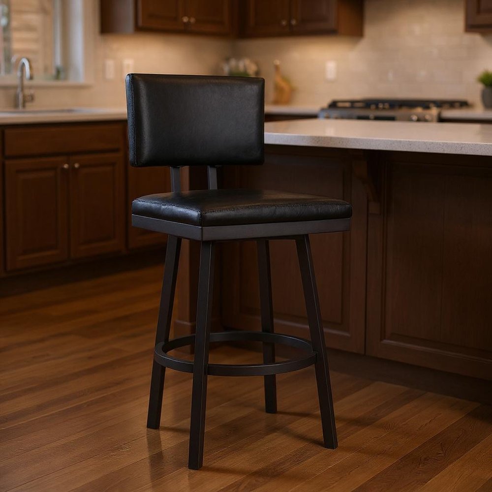 26" Black Iron Swivel Counter Height Bar Chair