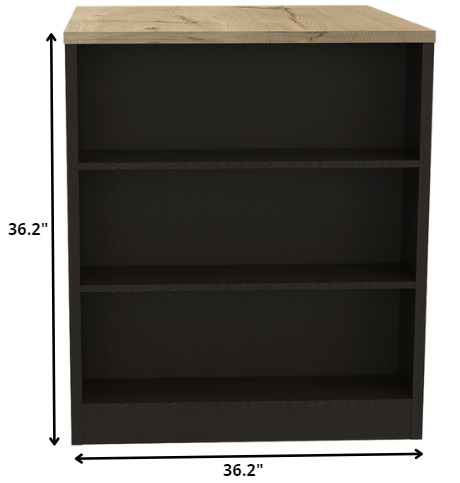 Black and Natural 36" Kitchen Island With Storage